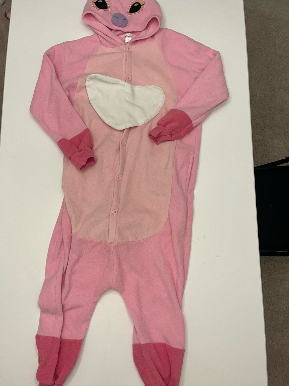 Pink Angel Stitch Hooded Onesie Size Small